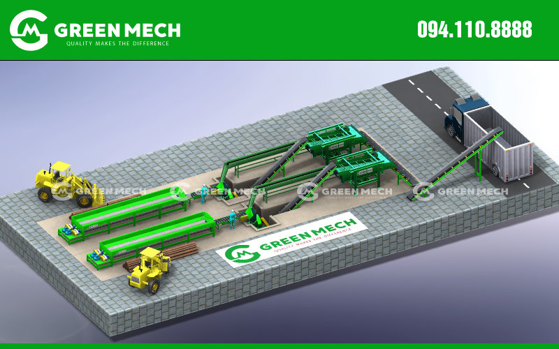 Phối cảnh Dây chuyền băm dăm gỗ GREEN MECH