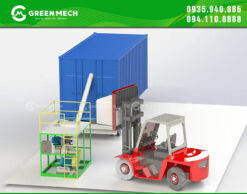Máy phun viên nén vào container