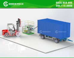 Máy phun viên nén vào container được sản xuất ra giúp khách hàng thuận lợi trong việc vận chuyển dăm gỗ